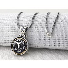 Takıhan Çift Başlı Selçuklu Kartalı Ortası Dönen 925 Ayar Gümüş Kolye