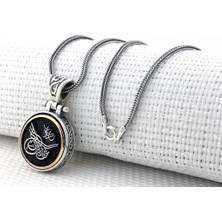 Takıhan Osmanlı Tuğrası Tasarımlı Ortası Dönen 925 Ayar Gümüş Kolye