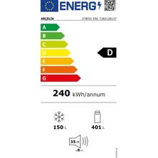 Arçelik 278551 Esc Buzdolabı D Enerji Sınıfı