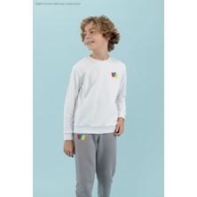 Haribo Kabartma Kız Çocuk Beyaz Sweatshırt HRBTXT300 Haribo Çocuk Sweatshirt