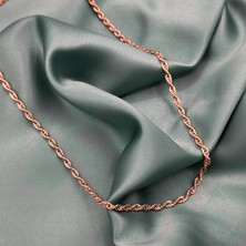 Jewel By Aila 3 Mm. Halat Burma Rose Gold Kaplama Unisex Gümüş Zincir Kolye