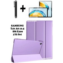 TEKNETSTORE Samsung Galaxy Tab A8 10.5 Inç SM-X200 Uyumlu Uyku Modlu Tablet Kılıfı Ekran Koruyucu Kalem