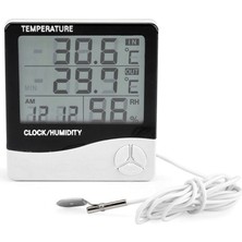 Techmaster 2 Dijital Termometre Saat Alarm Nem Ölçer Dış Sıcaklık Ölçer
