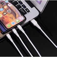 Qasul Yeni Nesil Kopmaz Bükülmez Samsung Huawei Xiaomi Iphone Oppo Pocco Infinix Uyumlu Çoklu Şarj Aleti Cihazı Kablosu Type-C Micro Lightning 3lü Şarj Kablo Çoklukablo