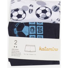 Katamino Erkek Çocuk 2 Li Boxer Futbol Temalı 1-12 Yaş, Karışık Renk