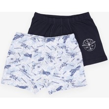 Katamino Erkek Çocuk Boxer 2 Li Gökyüzü Temalı Uçak Desenli 1-12 Yaş, Karışık Renk