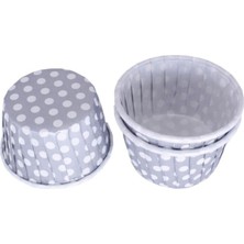 Depposite Cupcake Kalıbı Büyük Boy 62X40 mm - 50'li Puantiyeli Gümüş