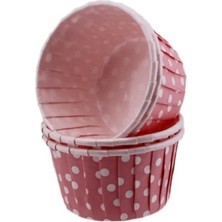Gurmender Cupcake Kalıbı Büyük Boy 62X40 mm - 100'LÜ Puantiyeli Pembe