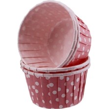 Depposite Cupcake Kalıbı Büyük Boy 62*40 mm - 50'li Puantiyeli Pembe