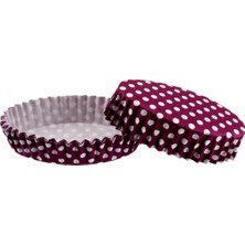 Depposite Cupcake Kalıbı Pet Kapsül Oval Model Kek Kalıbı - 100'LÜ Puantiyeli Mor 2x8.5x4.6 cm