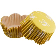 Depposite Cupcake Kalıbı Pet Kapsül Dalgalı Fiyonklu Sarı Kek Kalıbı 65X38 mm - 100'LÜ 3.8 cm