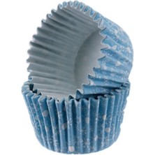 Depposite Cupcake Kalıbı Pet Kapsül Kek KALIBI48X34 mm - 100 Adet Kar Desenli Mavi