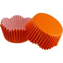 Depposite Cupcake Kalıbı Pet Kapsül Dalgalı Kek Kalıbı 65X38 mm - 100'LÜ Turuncu 3.8x6.5 cm