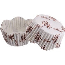 Depposite Cupcake Kalıbı Pet Kapsül Dalgalı Sarmaşık Desenli Kek Kalıbı 65X38 mm - 100'LÜ 3.8 cm