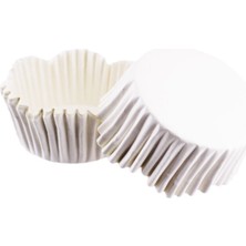 Depposite Cupcake Kalıbı Pet Kapsül Dalgalı Kek Kalıbı 65X38 mm - 100 Adet Beyaz 3.8x6.5 cm