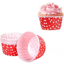 Depposite Kırmızı Puantiyeli Muffın Kapsül 25'li 5x4 cm