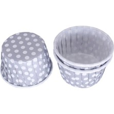 Gurmender Depposıte Cupcake Kalıbı Büyük Boy 62X40 mm - 100'LÜ Puantiyeli Gümüş