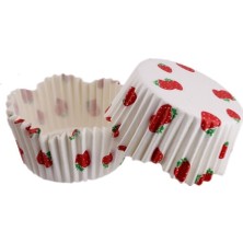 Depposite Cupcake Kalıbı Dalgalı Kek Kalıbı 65X38 mm - 100'LÜ Çilek Desenli