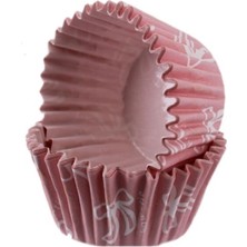 Depposite Cupcake Kalıbı Pet Kapsül Kek KALIBI48X34 mm - 100 Adet Fiyonklu Pembe