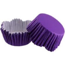 Gurmender Cupcake Kalıbı Pet Kapsül Dalgalı Kek Kalıbı 65X38 mm - 100 Adet Lila 3.8x6.5 cm