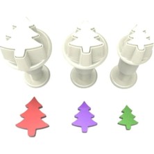 Gurmender 3lü Çam Ağacı Şeker Hamuru Şekillendirici Enjektörlü Kopat 1.2x1.7x2 cm