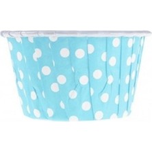 Gurmender 50LI Kalın Kağıt Puantiyeli Kek Kapsülü Mavi 3.5 cm