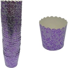 Gurmender Kek Kapsülü Mor Dallı 25'li ( Muffin Kek Kalıbı) Yükseklik :5,5cm Çap:7cm