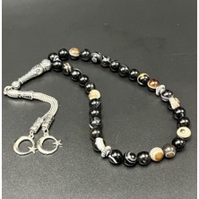 Yıldız Doğal Taş Siyah Göz Akik 8mm 33'lük Doğal Taş Tesbih