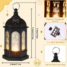 Hermoso 6pcs Mini Ramazan Mum LED Eid Mubarak Fener Ay Yıldız Işıkları (Yurt Dışından)