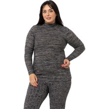 Disentis Modest Büyük Beden Yarım Balıkçı Uzun Kollu Triko Siyah Body