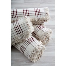 Miss Linda Home Collection Pamuklu Dört Tarak Bordo Buldan Işi Koltuk Örtüsü 180*180