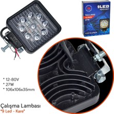 Motosvn Motosıklet Atv 12V 80V Sis Farı 9 LED Kare Tip Beyaz Işık