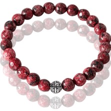 Tesbih Atölyesi Fasetli Kırmızı Kuvars Taşı Gümüş Aparatlı Bileklik