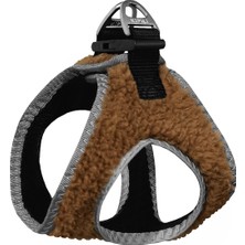 Colezium CLZ205 Üç Kilitli Kürklü Kedi Köpek Göğüs Tasması 20-24 cm Xxx-Small Kahverengi