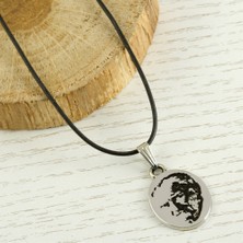 Feryal Atatürk Metal Vinlex Deri Kolye