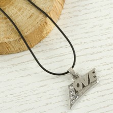 Feryal Love Yazılı Metal Vinlex Deri Kolye
