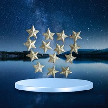 Kuzey Oyuncak Vıp 14 Adet Simli Gold Yıldız Süs Gold Yıldız Noel Ağacı Süsleri Yılbaşı Ağacı Süsleri 7 cm Yıldız