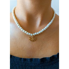 Kadın lotus kolye Lotus uçlu inci kolye