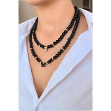 Özel tasarım Oniks taşı kolye Çoklu kombin kolye Siyah choker kolye