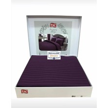 Taç Çift Kişilik Premium Basic Stripe Saten Nevresim Takımı (Mürdüm)