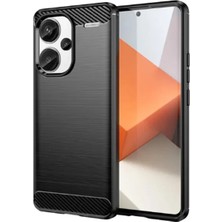 Microcase Xiaomi Redmi Note 13 Pro Plus Global Brushed Carbon Fiber Silikon Kılıf - Siyah AL3332