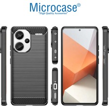 Microcase Xiaomi Redmi Note 13 Pro Plus Global Brushed Carbon Fiber Silikon Kılıf - Siyah AL3332