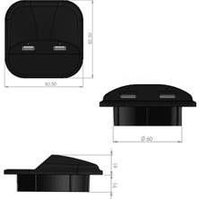 Eym Çalışma Masası Için Masa Üstü USB Şarj Cihazı Siyah Adaptörsüz