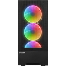 Everest Dusk Peak 600W Temperli Camlı 4*12CM Rgb Fan Atx Mid-T Gaming Oyuncu Kasası