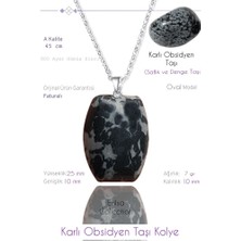 Tesbih Atölyesi Sertifikalı Oval Model Karlı Obsidyen Taşı Kolye