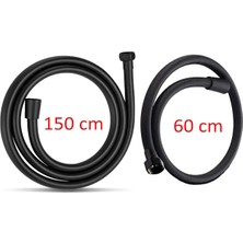 Pvc 150cm - 60cm Siyah Lüks Duş Hortumu Seti