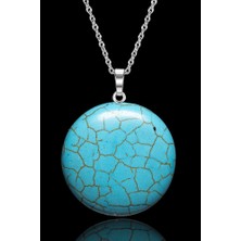 Tesbih Atölyesi Sertifikalı Yuvarlak Kesim Hakiki Turkuaz Taşı Kolye