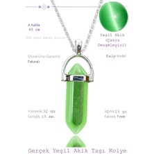 Tesbih Atölyesi Sertifikalı Çivi Model Yeşil Akik Taşı Kolye (1.kalite)