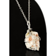 Tesbih Atölyesi Sertifikalı Tel Sargılı Ham Herkimer Elması Kuvars Taşı Kolye - Herkimer Diamond