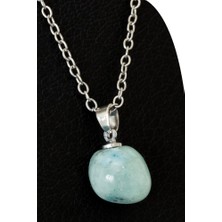 Tesbih Atölyesi Sertifikalı Ham Akuamarin Taşı Kolye (Mini Boy)